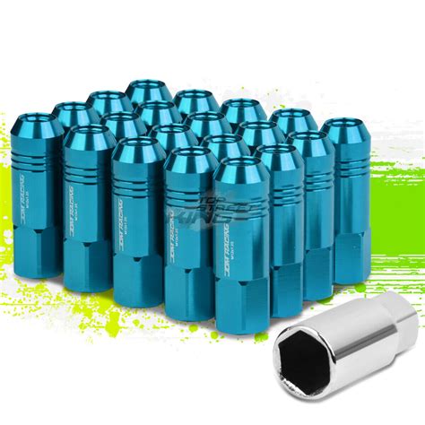 JDM ALUMINUM SKY BLUE M12X1 25 20MM OD OPEN END 60MM LUG NUTS 20PCS SET