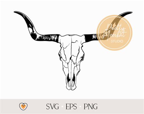 Art And Collectibles Digital Drawing And Illustration Cow Skull Svg Bull Head Longhorn Western Boho