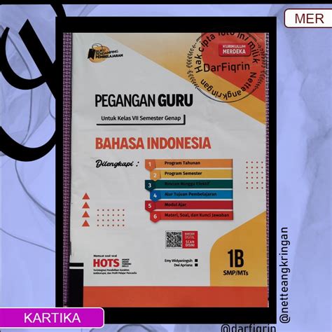 Jual Pegangan Guru Bahasa Indonesia Kelas Semester Smp Mts Kurmer