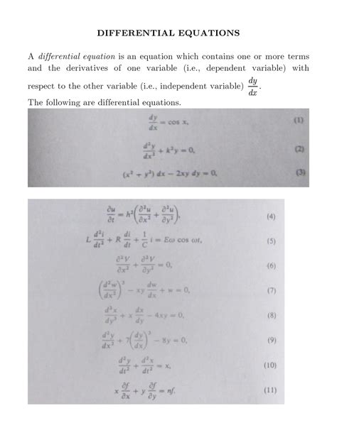 differential equations differential equations  differential
