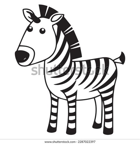 Happy Zebra Coloring Page Kids Black Stock Vector Royalty Free