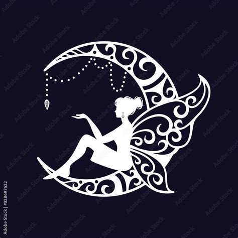 fairy and crescent moon cut file illustration Stock Vector | Adobe Stock