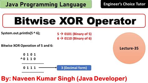 Bitwise Xor Operator In Java Java Programming Language Java Youtube