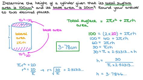 Question Video Calculating The Height Of A Cylinder Given Its Total