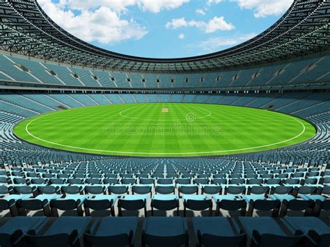 D Render Of A Round Cricket Stadium With White Seats And Vip Boxes