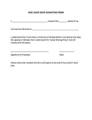 Fillable Online Sick Leave Days Donation Form Fax Email Print Pdffiller