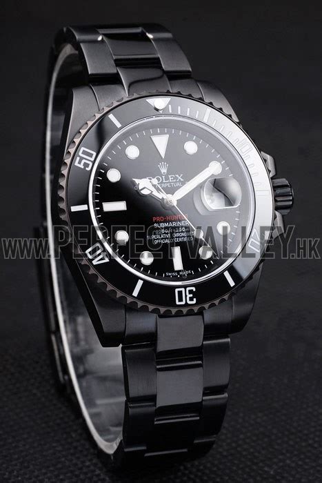 Rolex Swiss Submariner Pro Hunter Black Steel Strap Black Dial