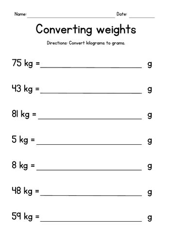 Converting Metric Units of Mass (kilograms and grams) | Teaching Resources