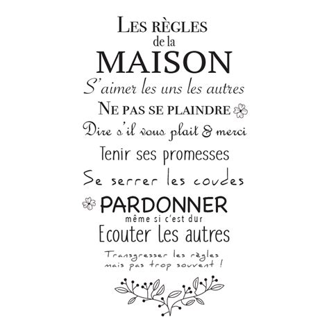 Sticker Sur Les R Gles De La Maison Et De La Famille Pour Murs