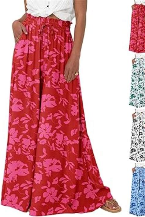 Womens Summer Wide Leg Palazzo Pants High Waisted Flowy Trendy Slacks