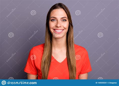 Close Up Photo Of Beautiful Pretty Lady Toothy Beaming Smiling On