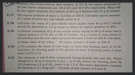 Heptane And Octane Form An Ideal Solution At K The Vapour Pre