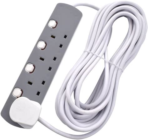 Pro Elec Pelb1942 4 Gang Switched Surge Protected Extension Lead White 10m Uk