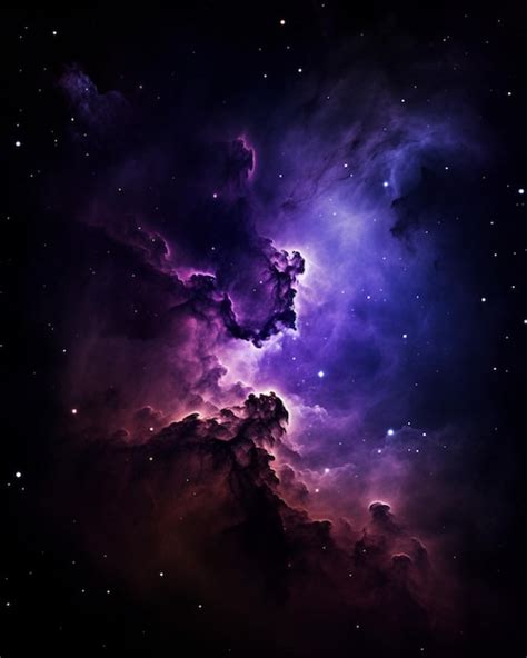 Una Nebulosa Morada Con Estrellas Moradas Y Una Nebulosa En El Fondo