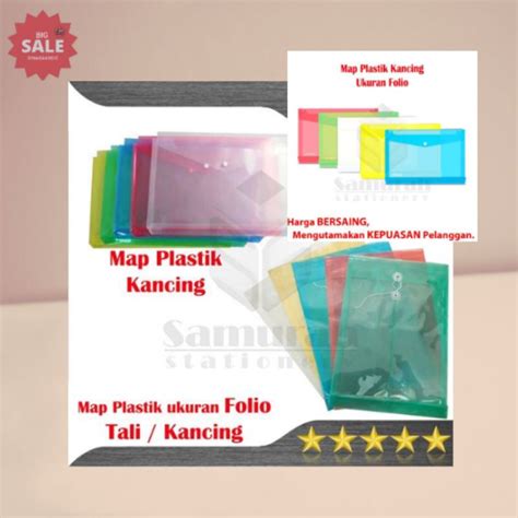 Jual Map Plastik Kancing Folio Punggung Map Plastik Tali Ukuran F