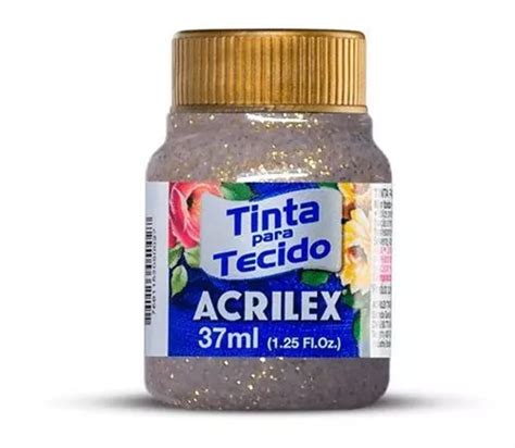 Tinta Tecido Glitter 37 Ml Ouro 201 Acrilex Parcelamento Sem Juros