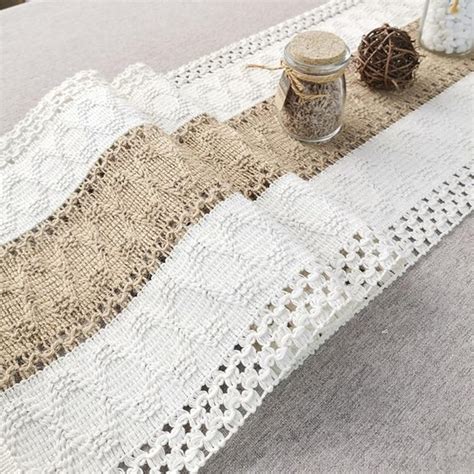 Tafelloper macramé boho tafelloper katoen linnen beige bruin