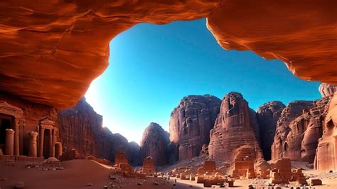 Premium Ai Image A Cave In The Desert With A Blue Sky