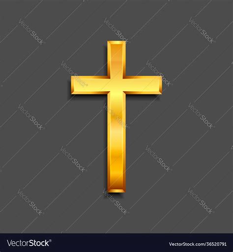 Golden christian cross realistic isolated Vector Image