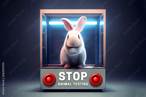 Stop animal testing concept with rabbit. Cosmetics and chemicals test ...