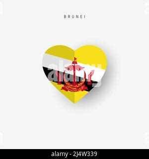 Brunei Heart Flag Bruneian Love Shape Country Nation National Flag