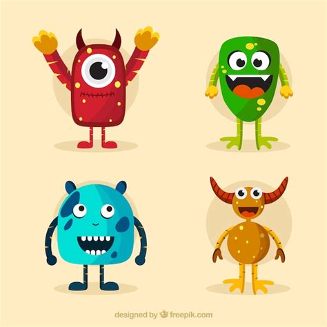 Free Vector Colorful Monsters Collection