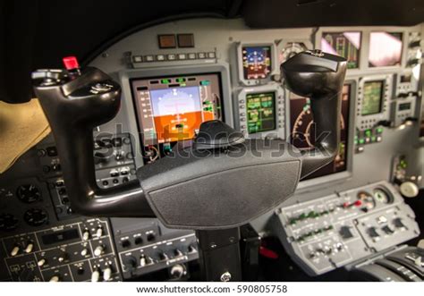 Commercial Airplane Cockpit Interior View Stock Photo (Edit Now) 590805758