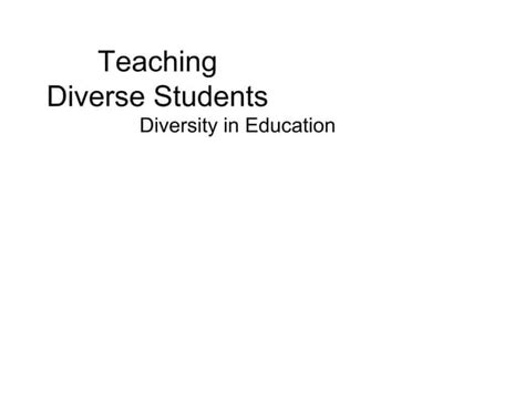 Diversity in Education | PPT