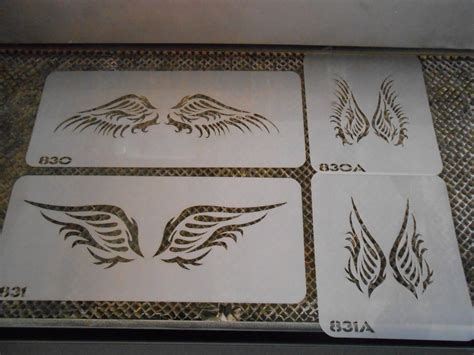 Airbrush Temporary Tattoo Stencil Set Large Angel Wings New by - Etsy