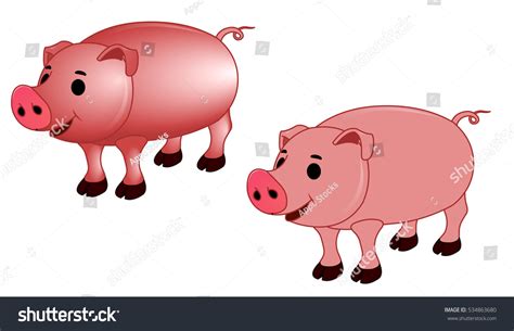 Two Pigs Cartoon Vector Image Stock Vector (Royalty Free) 534863680