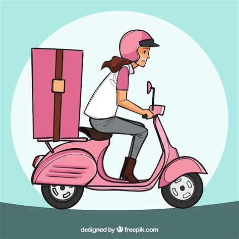 Premium Vector Hand Drawn Food Delivery Man