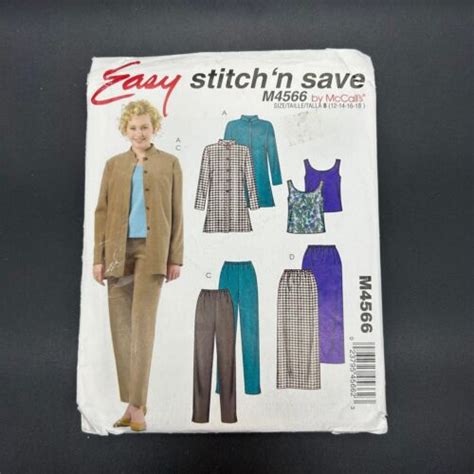 McCalls M4566 Stitch N Save Easy Wardrobe Pants Skirt Jacket Tank Uncut