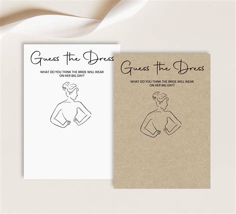 Guess The Dress Bridal Shower Game Printable Minimal Kraft Etsy Canada