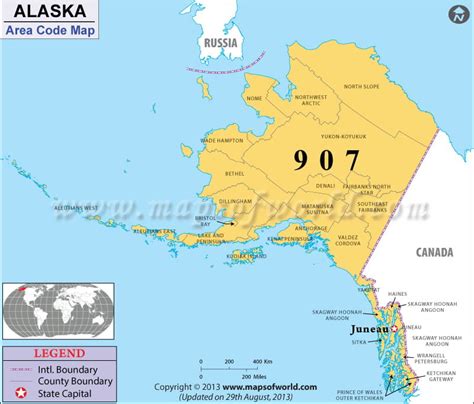 Alaska Area Codes Map Of Alaska Area Codes