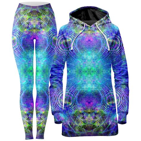 Blue Psycho Cosmos Hoodie Dress And Leggings Combo Iedm