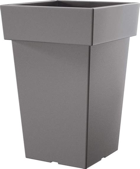 Bloempot Hoog Vierkant Lofly Square 24x24x36cm STEENGRIJS Prosperplast