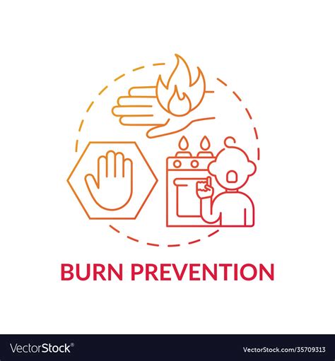 Burn prevention red gradient concept icon Vector Image