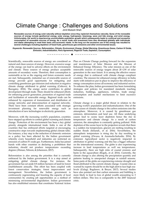 (PDF) Climate Change : Challenges and Solutions