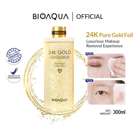 Jual BIOAQUA 24K Gold Gentle Makeup Remover Micellar Water 300ml Lip