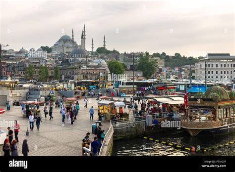 Suleymaniye Mosque And The Eminonu Bazaar Port Area At Sunset From