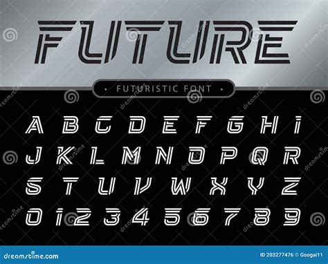 Vector Of Futuristic Alphabet Letters And Numbers Future Techno