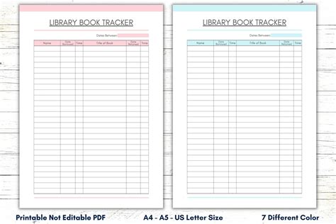 Printable Library Book Tracker Pdf Library Book Log Book Lover