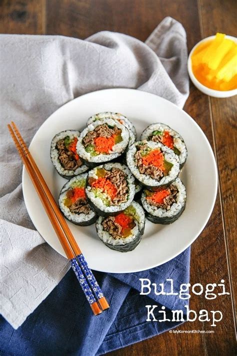 Bulgogi Kimbap (Bulgogi Seaweed Rice Rolls) - My Korean Kitchen