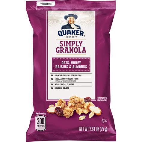 Quaker Simply Granola Oats Honey Raisins And Almonds Granola