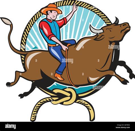 Rodeo Cowboy Bull Riding Cartoon Hi Res Stock Photography And Images