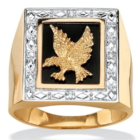 Onyx K Gold Over Sterling Silver Diamond Accent Eagle Ring