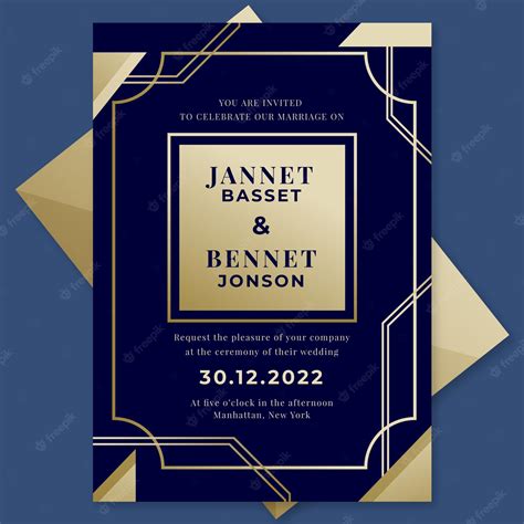 Premium Vector Gradient Golden Luxury Wedding Invitation Template