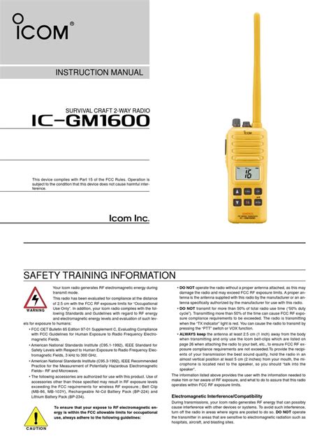 Icom IC-GM1600 Instruction Manual | PDF | Radio | Electromagnetic ...