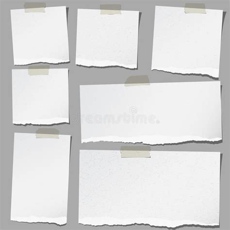 Gray Torn Paper Pieces Are Stuck On Lined Background Stock Vector