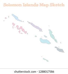 Solomon Islands Map Handdrawn Country Bizarre Stock Vector Royalty